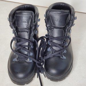 LL BEAN Black Leather Hiking Boots 7 EUC